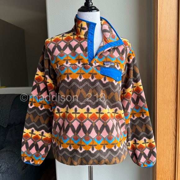 Patagonia Synchilla Snap-T Fleece Small Companions Big Anthos Pink Brown S - Picture 9 of 11